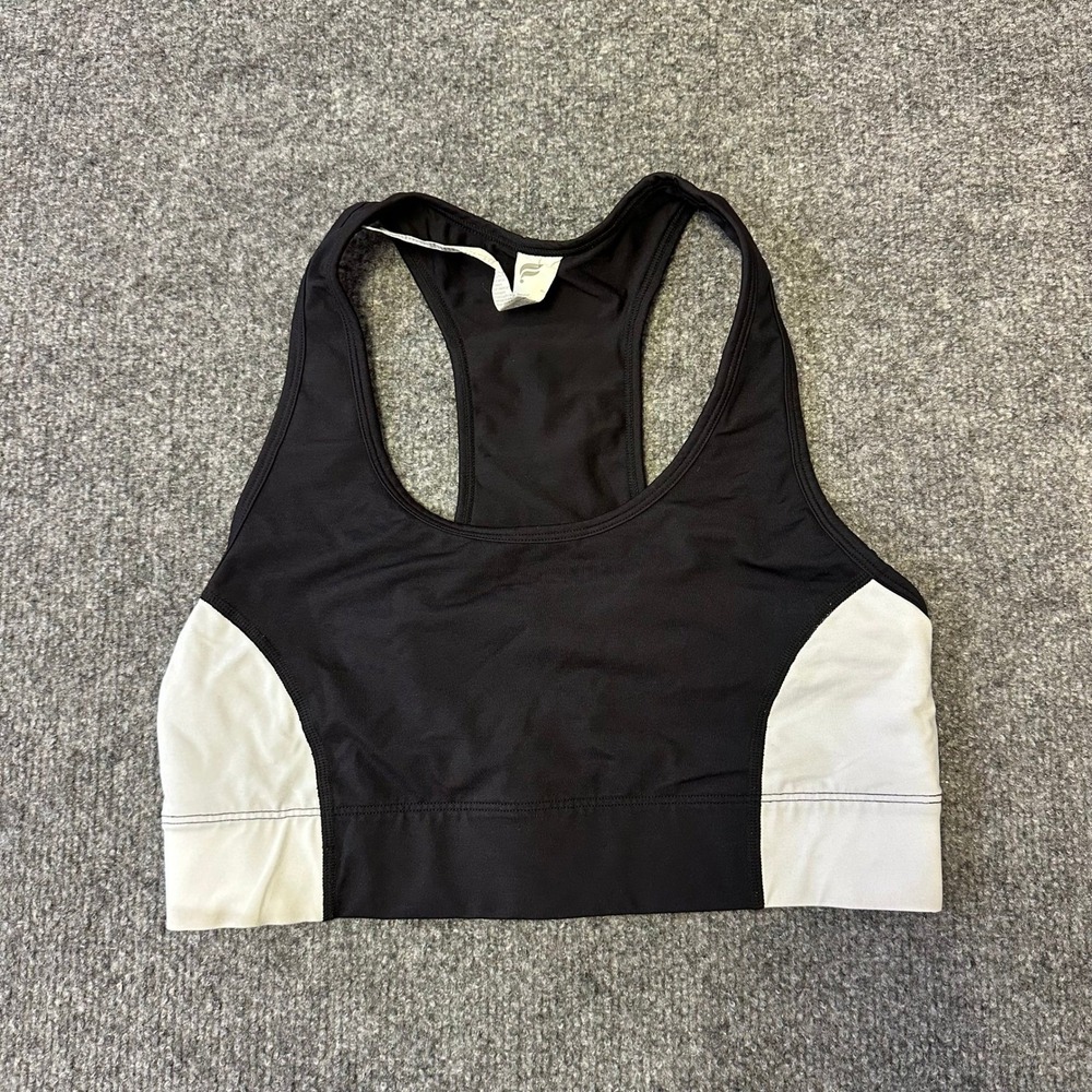 Fabletics Sports Bra Womens Size M Black White Colorblock Racerback Athletic Top